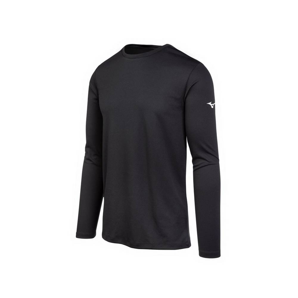 Mens Mizuno Long Sleeve T-Shirts Black Philippines (TLKSFQ209)